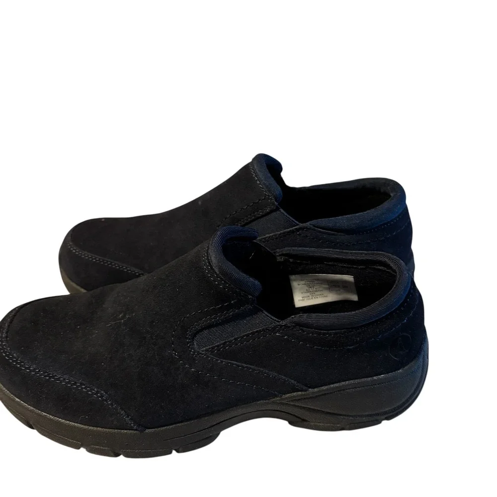 Lands End Womens Navy Blue Suede All Weather Slip On Loafers Shoes 7D 444684